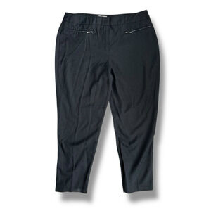 Chico's Size 2 Large Black Micro Dot Cropped Ankle Dress Pants Zipper Detail